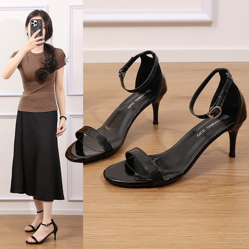 2025 summer new arrivals: french chic high-heeled sandals - elegant, minimalist black heels for summer