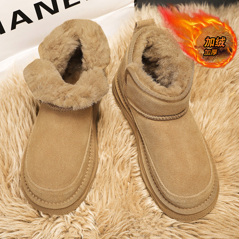 Northeastern snow boots for men winterfleece-linedheattech large cotton shoes for men fur all-in-one cold-proof bread shoes non-slipwaterproof