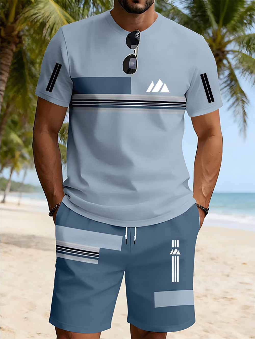 men's short-sleeve and shorts set, casual sportswear set, 3d printed cross-border hot seller, dropshipping available