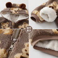 Kids' fleece-lined thickened outerwear, baby warm outdoor clothes,  autumn/winter cartoon bear hooded baby clothing