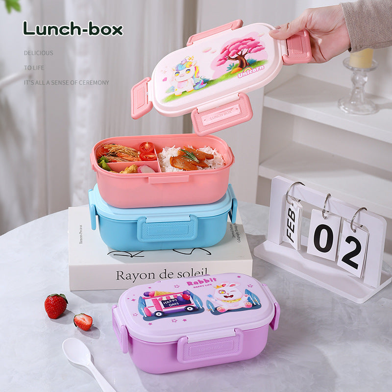Cartoon 304 stainless steel lunch box - microwaveable, divided, leak-proof, portable student lunch container