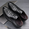 Crocodile leather dress shoes for men - business, summer, breathable, british style, casual, hidden heel, groom wedding shoes