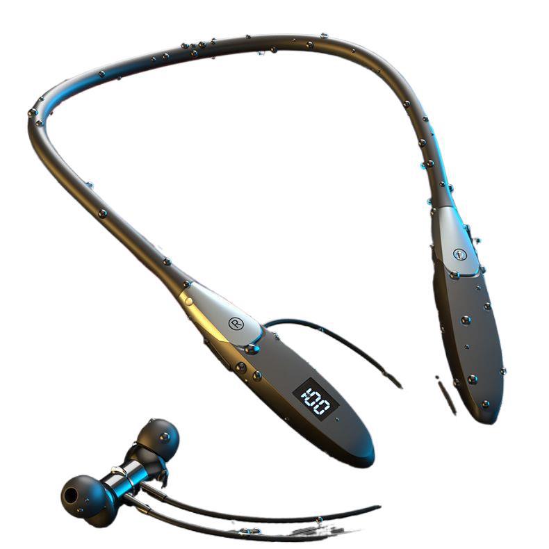High-end new wireless bluetooth earbuds, designed for sports with extra-long battery life, deep bass, noise cancellation, and a convenient neckband design. perfect for on-the-go use, gaming, and universally compatible