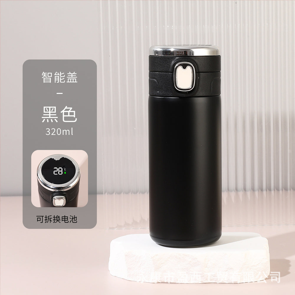 Simple pea cup female student 304 stainless steel vacuum water cup replaceable battery bounce smart thermos cup wholesale