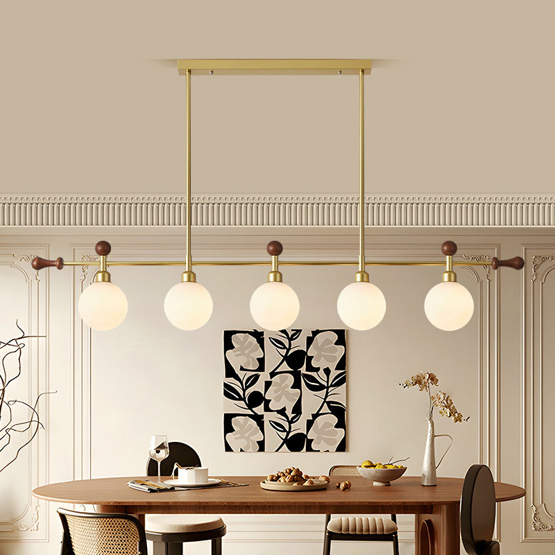 Zhongshan lamps French retro chandelier American medieval wabi wind dining table grinding bean strip lamp New Chinese tea room lamp