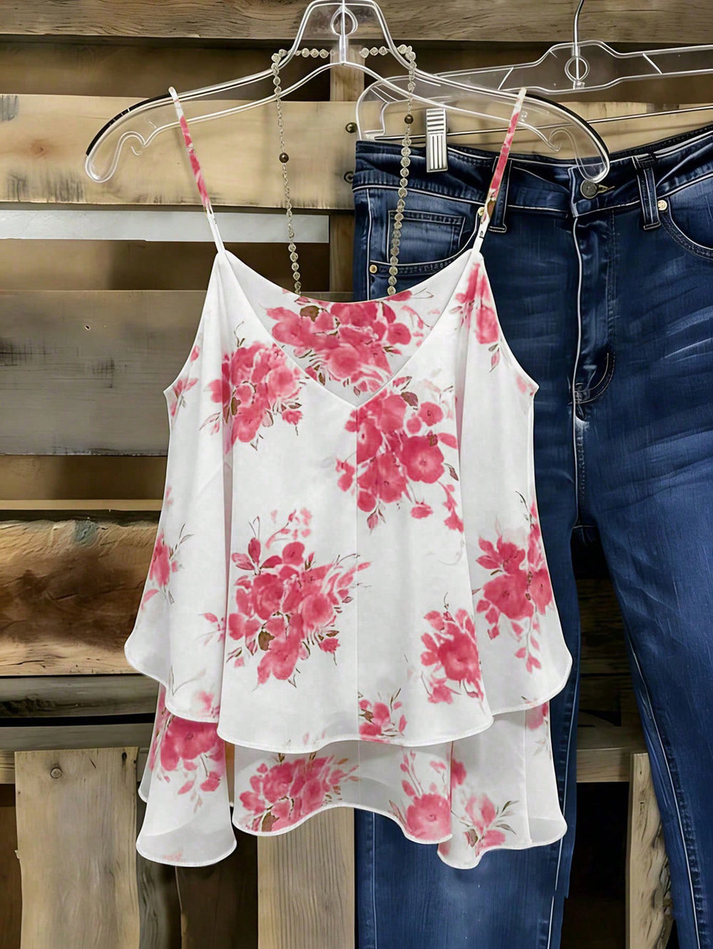 new arrival: plus size floral cami top - flowy chiffon, european & american style, versatile women's vacation wear