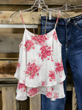 new arrival: plus size floral cami top - flowy chiffon, european & american style, versatile women's vacation wear