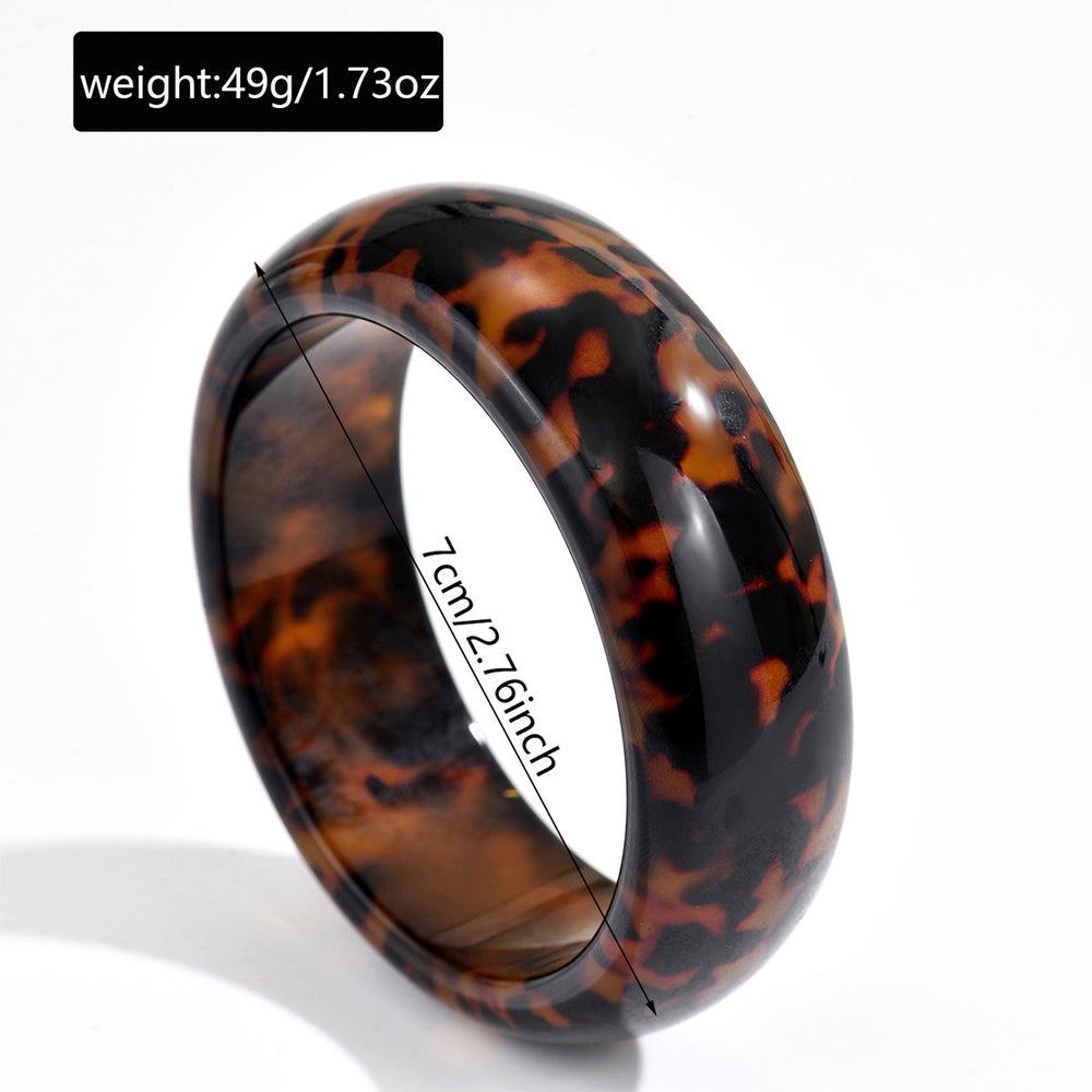 European and american cross-border retro trendy round resin leopard print bracelet niche design maillard hand stacked jewelry for women