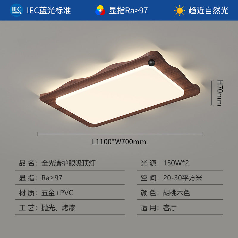 Whole house lighting combination package Living room light Ceiling light Medium antique walnut color rectangular rotunda main light