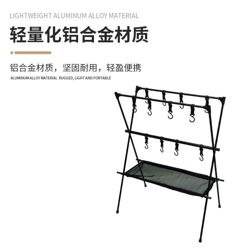 Outdoor camping shelves, tourist camping triangular storage shelves, light racks, hangers, pots and bowls triangular storage