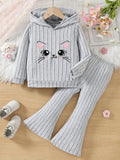 new autumn collection: cute embroidered hoodie & flare leg pants set - cross-border exclusive