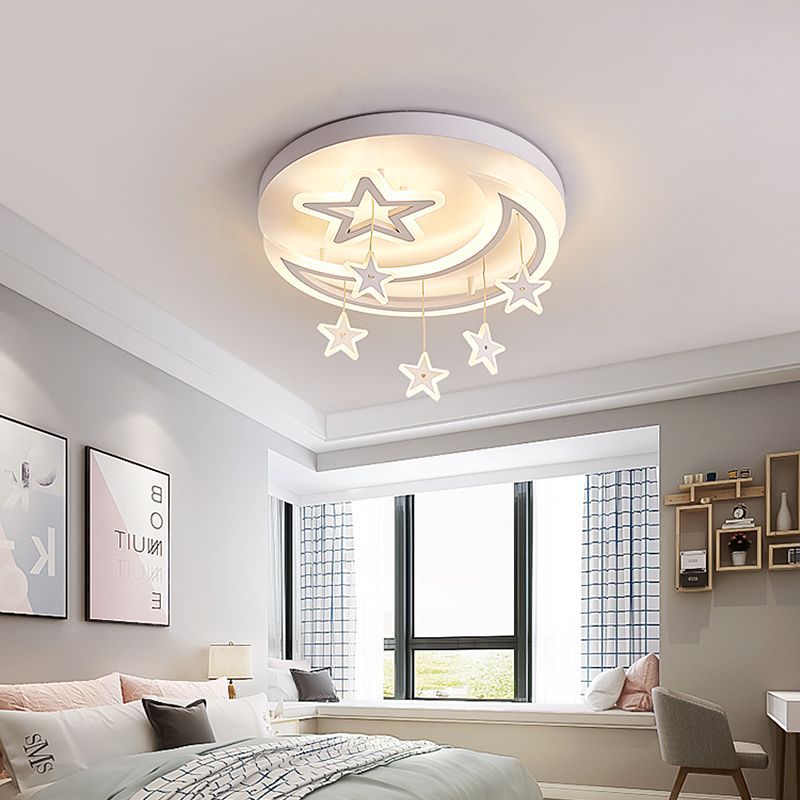 Children's room moon star led ceiling lamp modern simple bedroom lamp boy girl princess room lighting