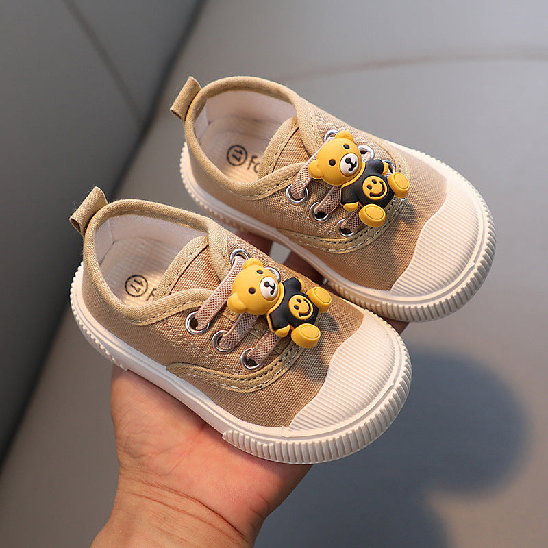 spring/autumn baby shoes - cartoon bear soft sole prewalker shoes for boys and girls - toddler shoes - infant shoes - canvas shoes