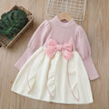new year's & christmas girls' sweater dress - children's knitted sweater dress with bow detail, sweet & chic style