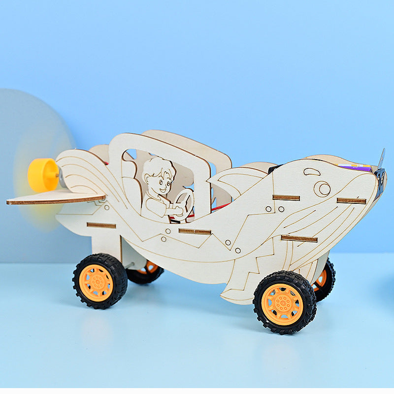 Whale Wind Boat Science Puzzle Small Experiment Handmade DIY Classroom Small Invention Making Material Pack Science and Education Experiment