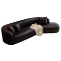 Nordic light luxury sofa - black retro living room home small apartment clothing store curved leather reception large sofa