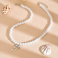 Bowknot pearl choker wholesale - european & american cross-border high-end necklace, light luxury niche pendant, clavicle chain, women's jewelry