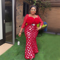 African  banquet party evening dress european and american style women's clothing organza patchwork sequin flower plus size dress