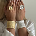 Wide alloy bracelet wholesale european and american cross-border jewelry fashion brushed stylish bracelet irregular opening bracelet for women