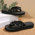 Plus size aliexpress export drag pearl rhinestone clip-on slippers cross-border new product wedge thick sole flip-flops women's slippers