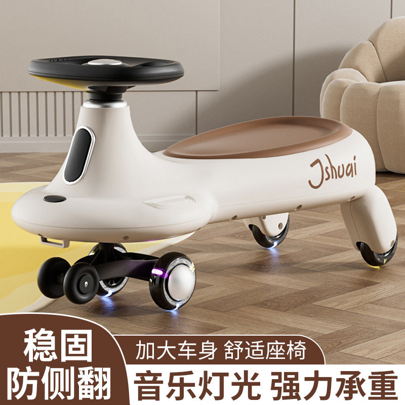 Kids twist car universal wheel model anti-rollover slip car music flash wheel balance rocking car model anti-rollover
