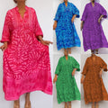 cross-border e-commerce women's fashion: european and american summer new arrivals - stylish v-neck printed loose plus size maxi dress