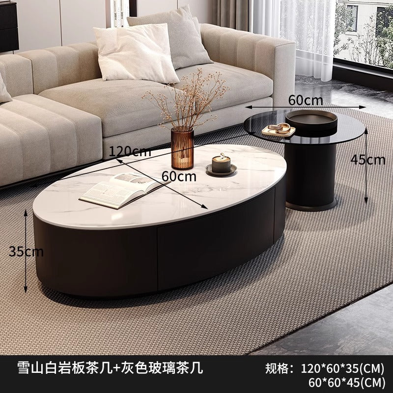Nordic classyaccessible luxury italian for home coffee table combination modern casual normcore oval slate coffee table small household
