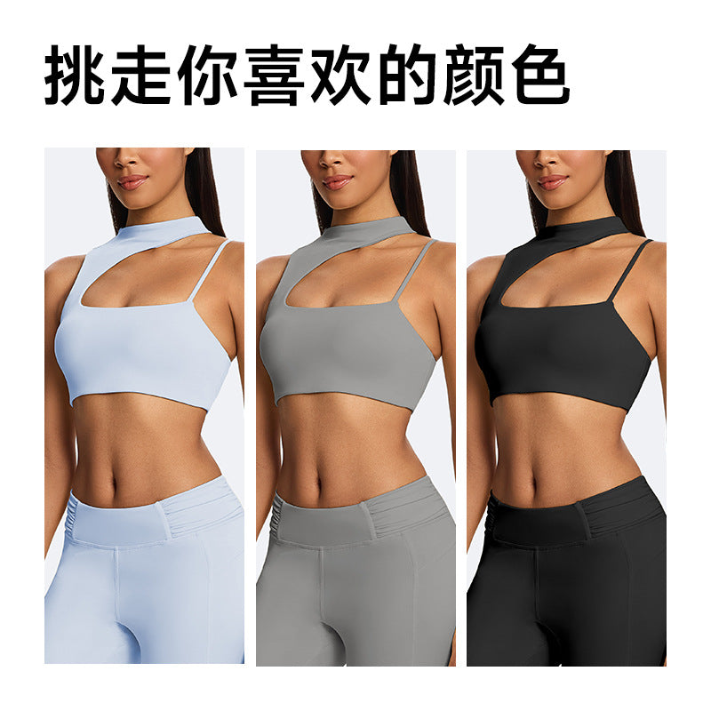 women's thin shoulder strap oblique shoulder yoga classy sense intimates women's fitness yoga beautiful back sling sports bra