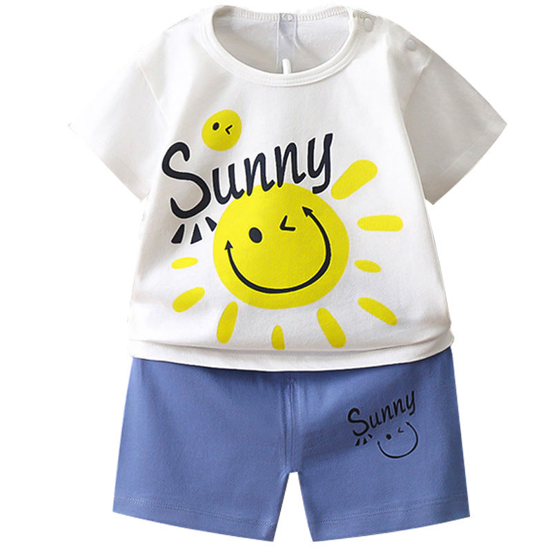 Kids' short-sleeve cartoon cute comfort set - pure cotton class a - boys' summer lightweight t-shirt & girls' clothing - children's apparel