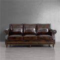 American country solid wood living room sofa retro single double three villa model room small apartment leather sofa