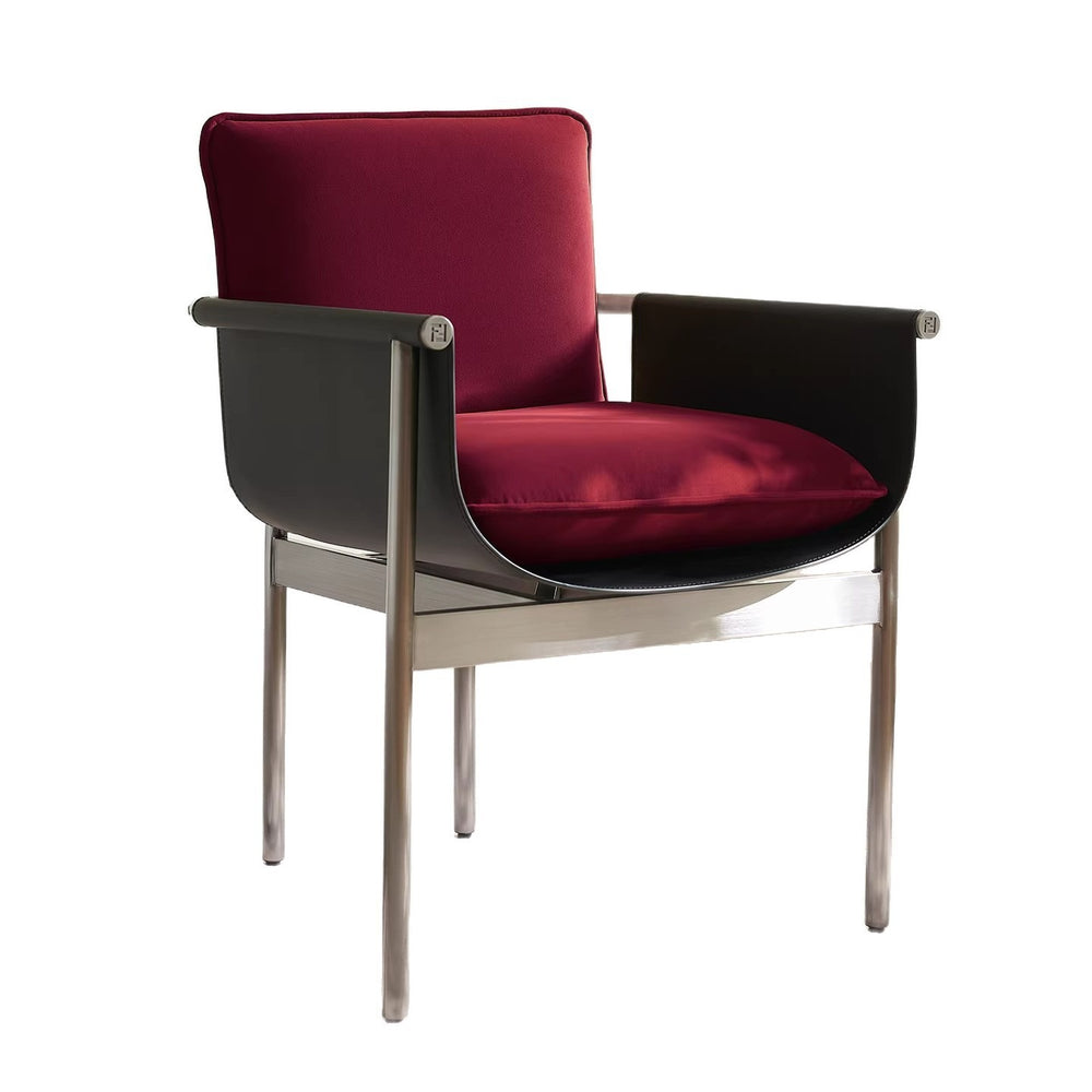 Italian normcore fabric dining chair designer house restaurant saddle leather single chair for home tea room armrest desk chair