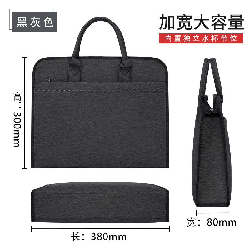 Large capacity double-layer office briefcase laptop bag conference document bag men's bag file bag business portfolio with printing option