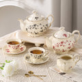 European-style stylish palace style ceramic coffee cup and saucer floral afternoon tea cup teapot milk pot sugar pot stylish combination