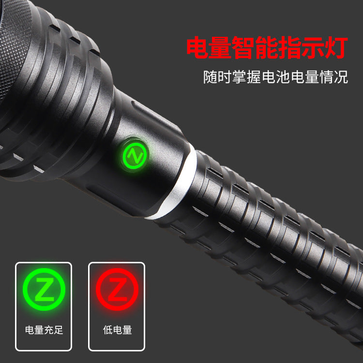 Cross-border new XHP-160 strong light Type-c charging port power display output telescopic zoom LED flashlight