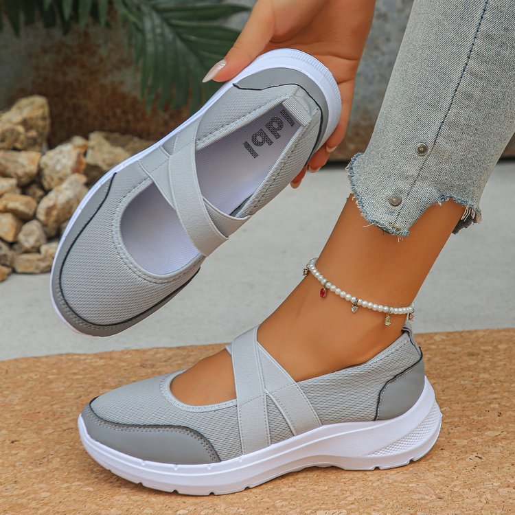 spring and summer new arrivalexportcasualflats women's thick sole flying woven breathable velcro casual mesh plus size women's shoes