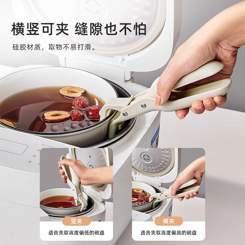 Silicone non-slip oven mitts three-piece kitchen clip bowl clip suit dish steamer for home clip tool