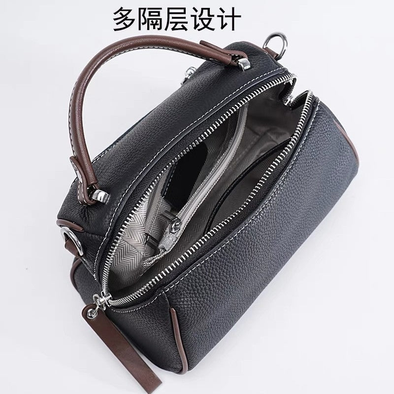 Small bag 2024 new women's fashion versatile phone bag handbag boston genuine leather women's bag chic crossbody bag