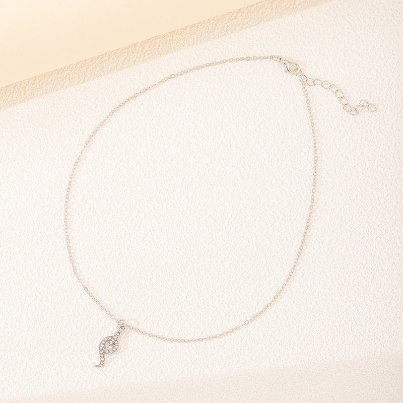 Wholesale alloy diamond-studded cross pendant necklace - european & american cross-border jewelry - women's versatile geometric necklace - animal snake pendant