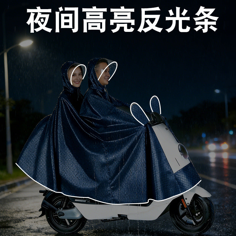 Jacquard single electric vehicle poncho one-piece new adult thickened full body long motorcycle explosion-proof raincoat