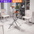 Factory direct wholesale custom modern minimalist tempered glass office desk conference table carbon steel design transparent home dining table