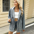 European and american cross-border e-commerce women's autumn new arrivals:  independent store washed loose long-sleeve denim jacket top