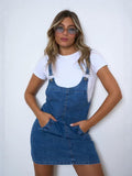 fashion cross-border new street trendy slimming lookfashioneasiest for match denim suspender suspender skirt