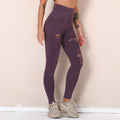 Big sale cross-border new arrival washed yoga pants with holes cut out seamless high waist sports nine-point pants butt lift fitness pants for women