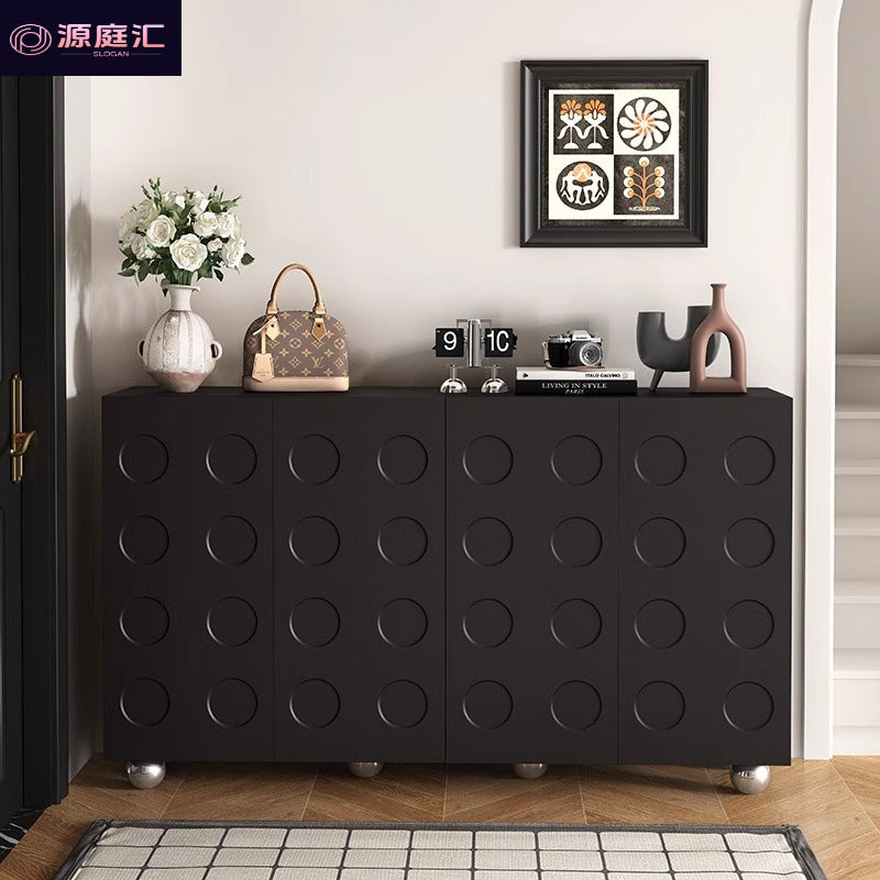 Black storage cabinet retro shoe cabinet for home entrance storage light luxury scandinavian entrance living room all-in-one casual wall cabinet
