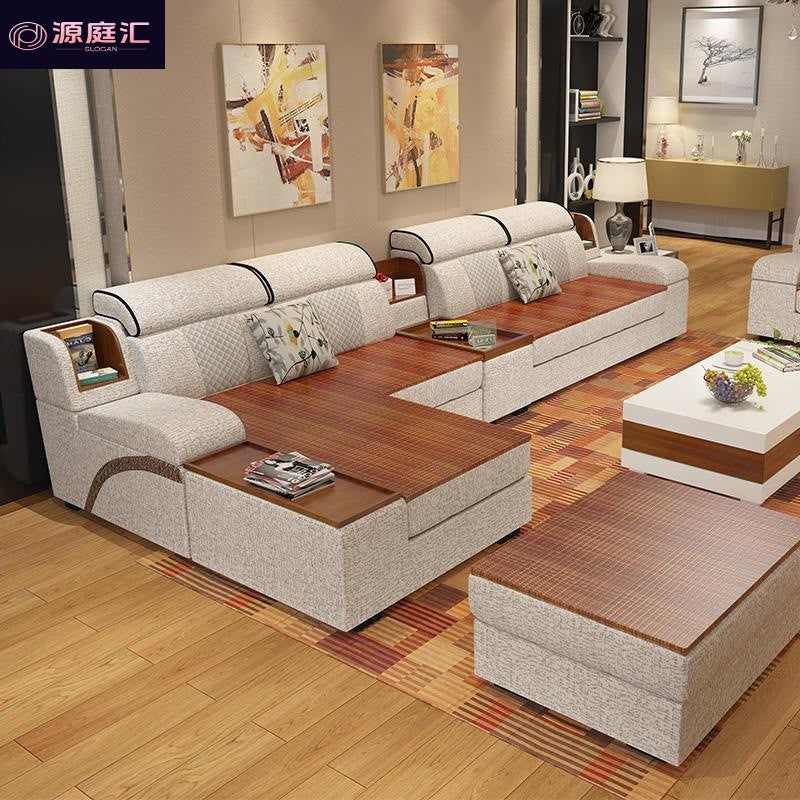 Ready-to-assemble fabric sofa set for living room, suitable for both winter and summer, modern minimalist style, available in various sizes for small to large apartments