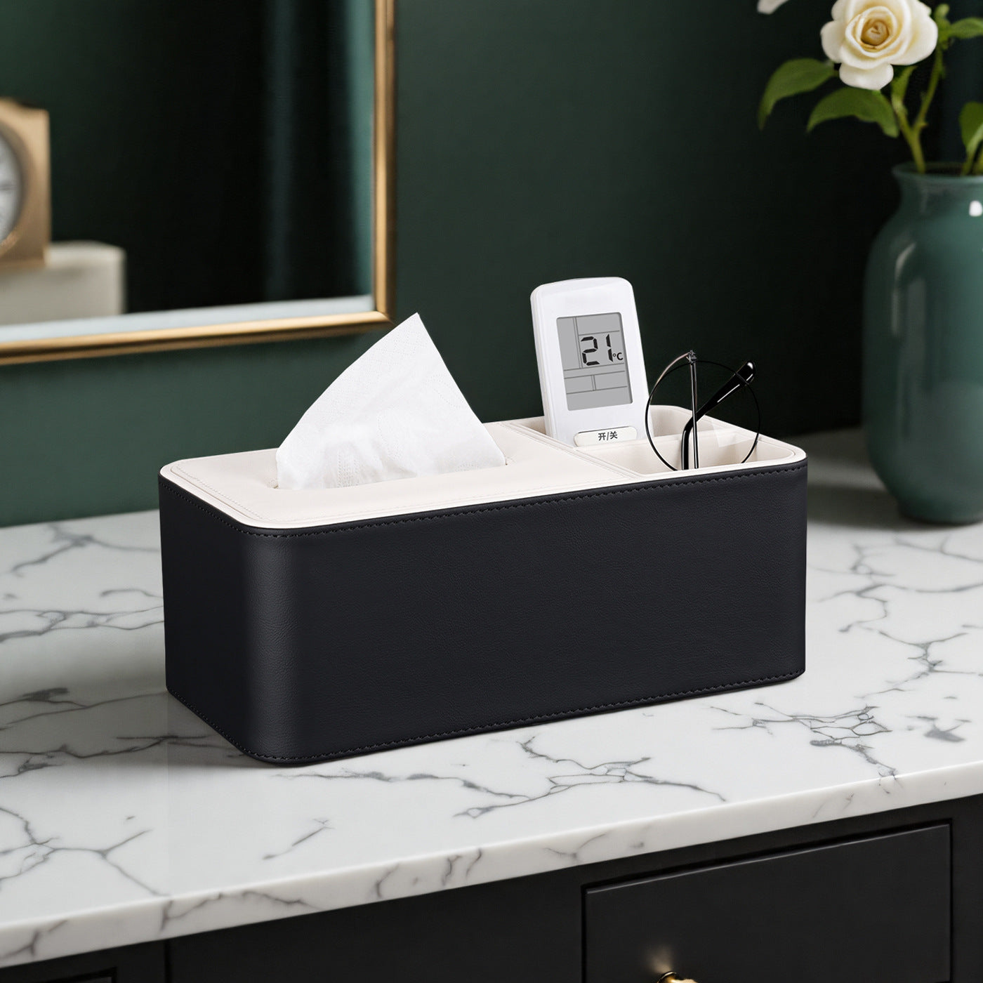 Oval tissue box, living room, high-end home dining room, creative light luxury coffee table, desktop remote control, storage and paper drawing