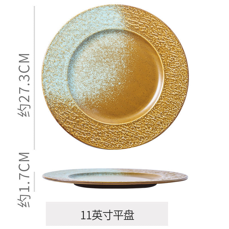 Japanese retrostylish bowls and plates hotel tableware combination kiln ceramic western dinner plate sushi plate steak plate suit