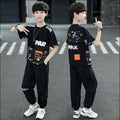 Boys' summer outfit set:  new styles for older boys - stylish, sporty, short-sleeved korean fashion