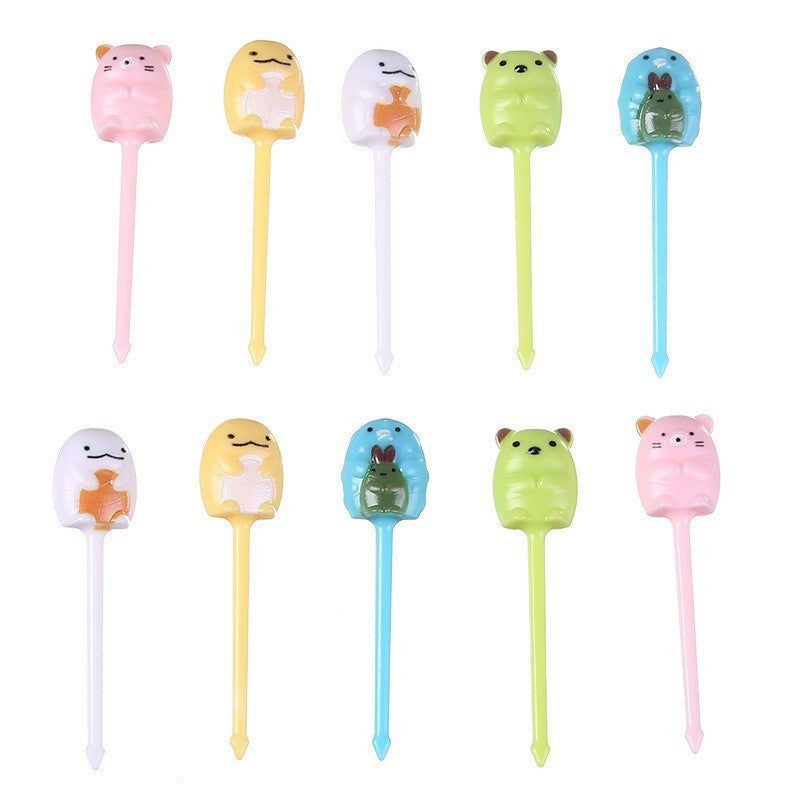 cartoon fruit fork set - cute animal creative fruit picks, bento fruit forks, dessert forks - wholesale