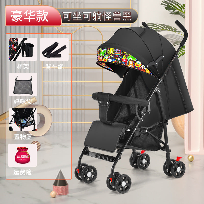 Baby stroller can sit or lie down baby lightweight foldable simple ultra-small kids walking portable umbrella stroller push summer